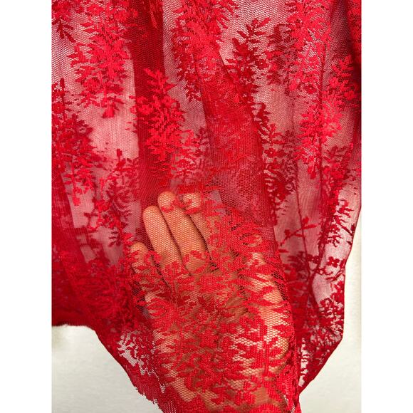 Vintage White Stag Womens Red Sheer Lace Blouse Long Sleeve Top 22w/24w - Picture 7 of 9